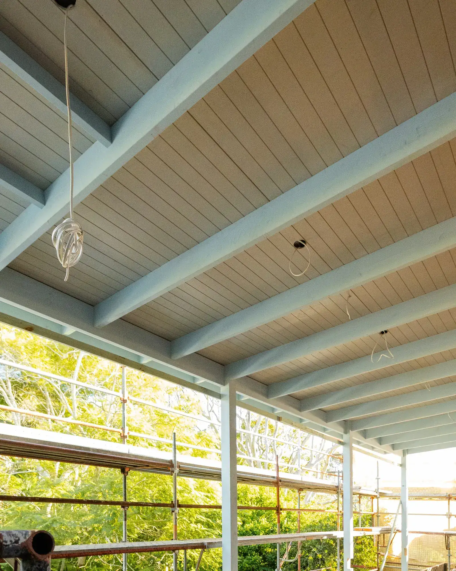 Lined and painted ceiling over the new deck at Bombala Street